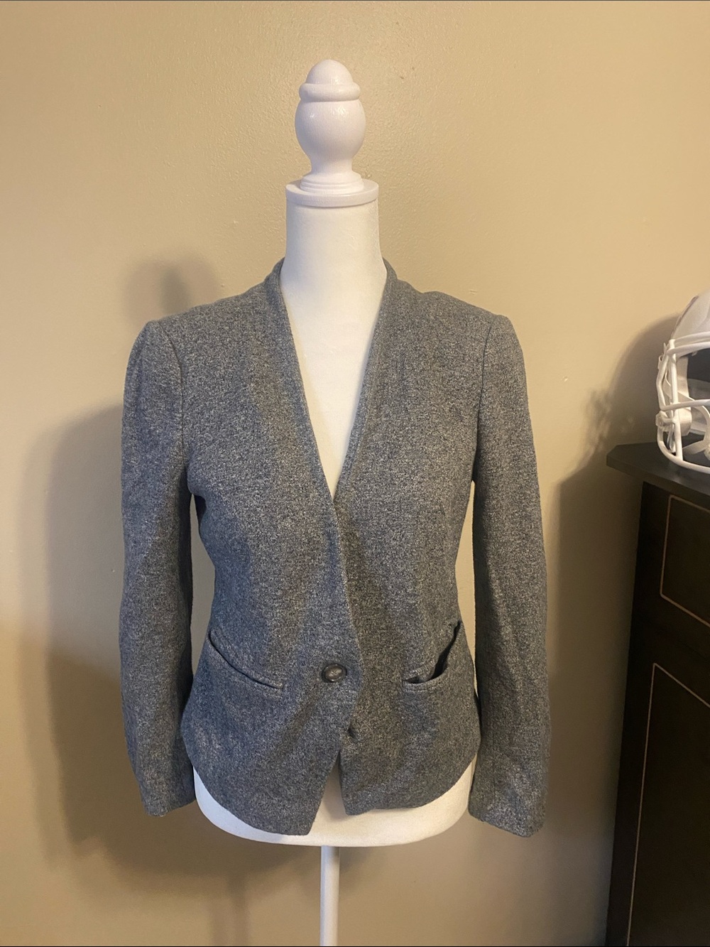 LOFT Heather Gray Single-Button Knit Blazer